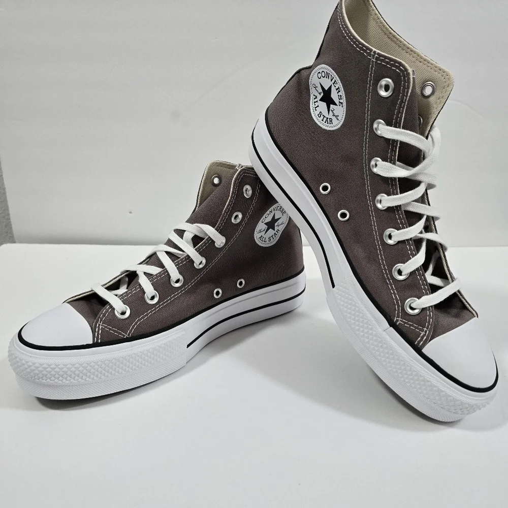 Converse All Stars Canvas Chunks Trainer  Gray High-Top Sneakers Womens Size 9.5